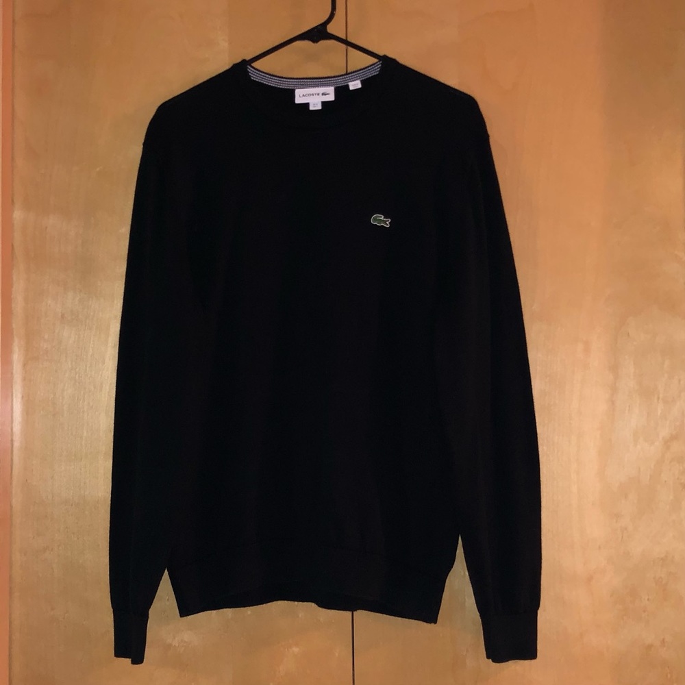 Lacoste Men's Large Black Cotton Crewneck Sweater